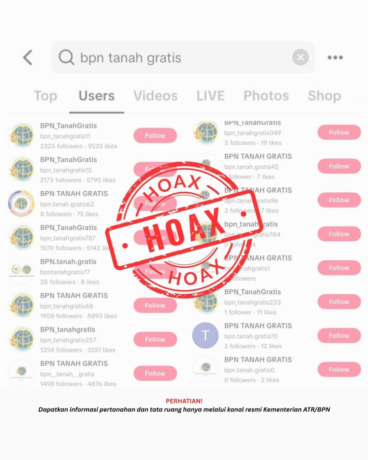 Waspada! “BPN Tanah Gratis” di Medsos Hoaks, Begini Imbauan Kementerian ATR/BPN