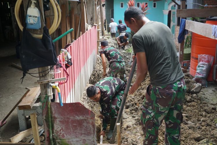 Satgas TMMD Kodim 1401 Majene Fokus Pembuatan Talud di Lokasi Rawan Longsor