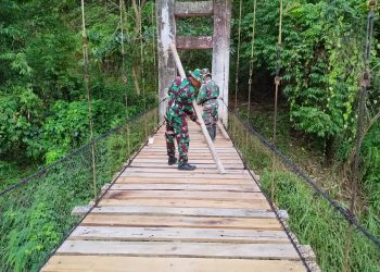 Kebutuhan Vital Warga, Rehab Jembatan Gantung di Lenggo Hampir Rampung
