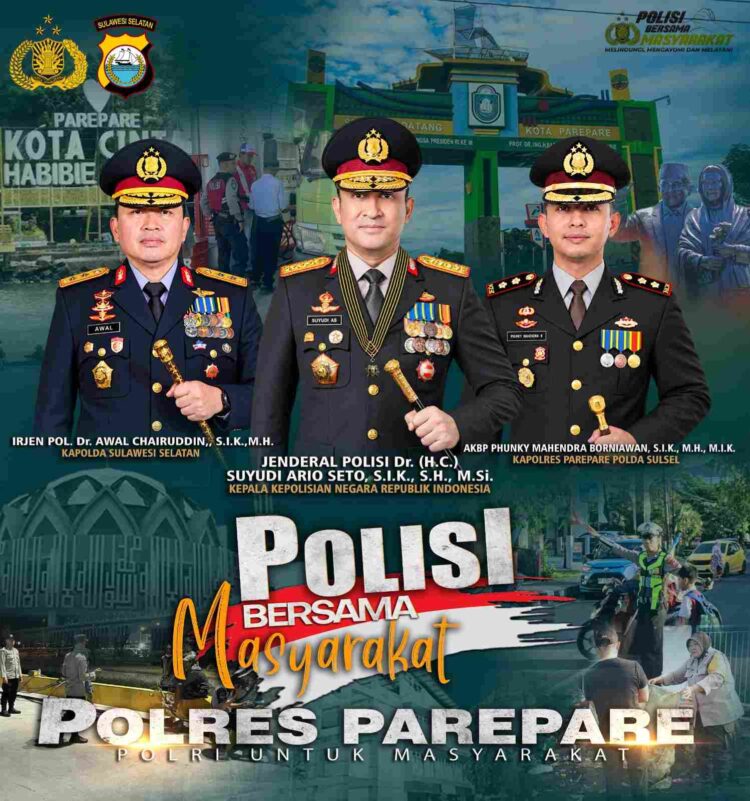 Polres Parepare pasang spanduk Polisi Bersama Masyarakat di Kota Parepare
